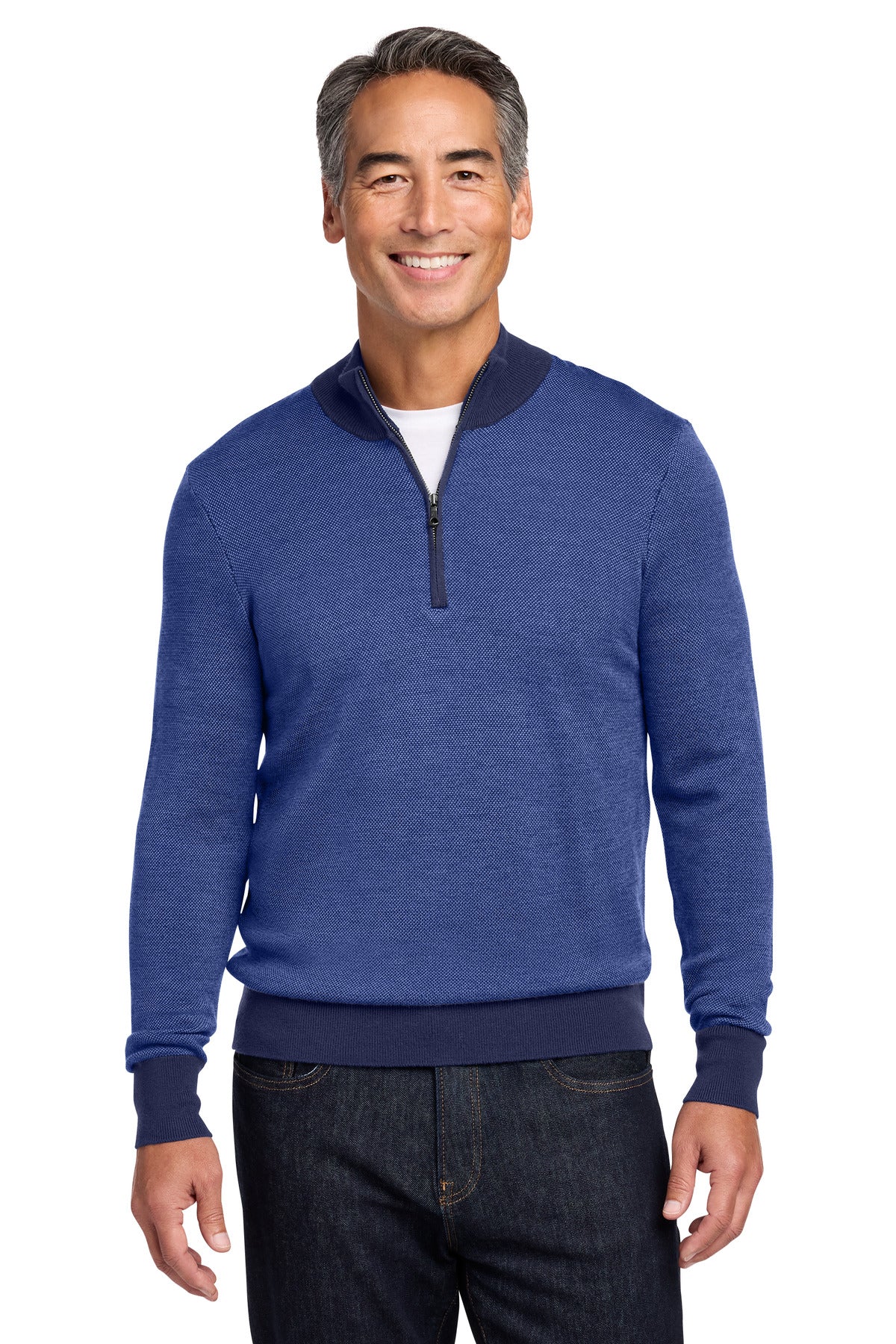 Brooks Brothers® Washable Merino Birdseye 1/4-Zip Sweater