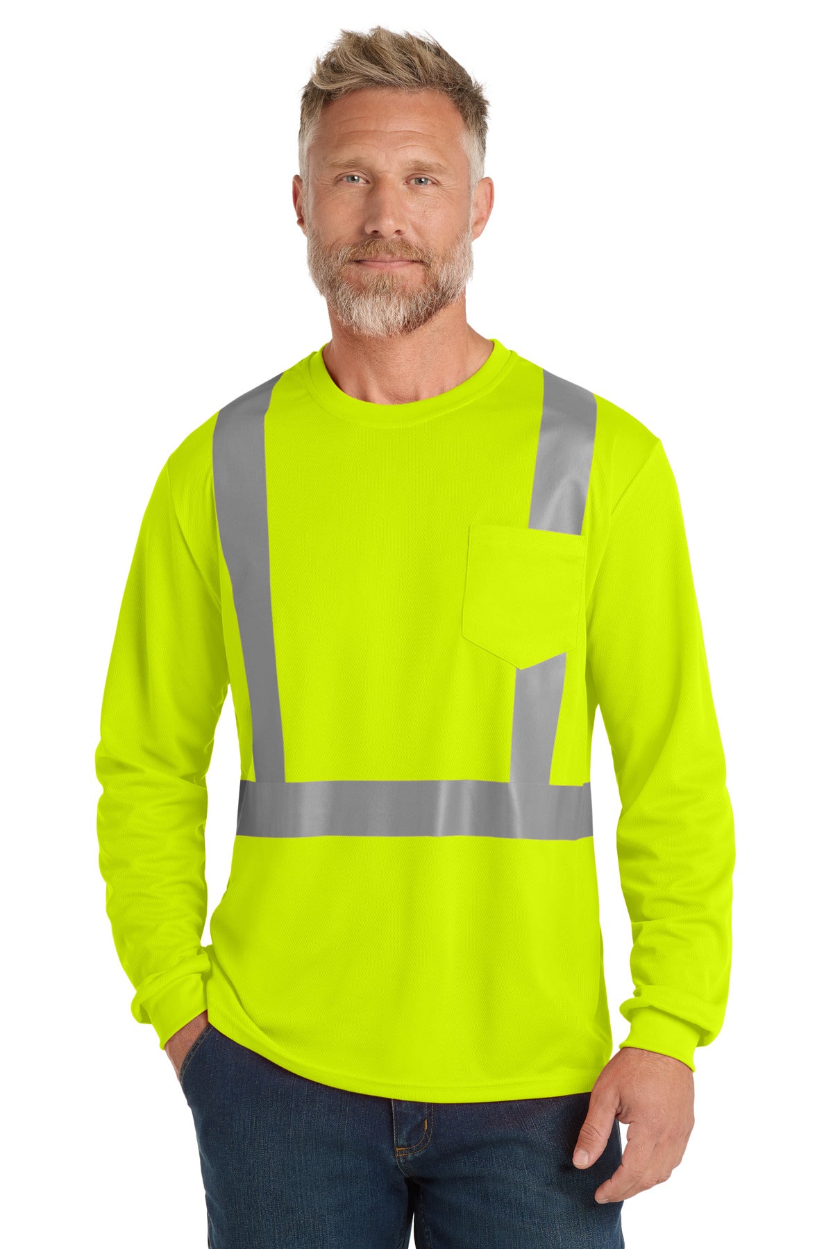 CornerStone ? ANSI 107 Class 2 Mesh Long Sleeve Tee. CS
