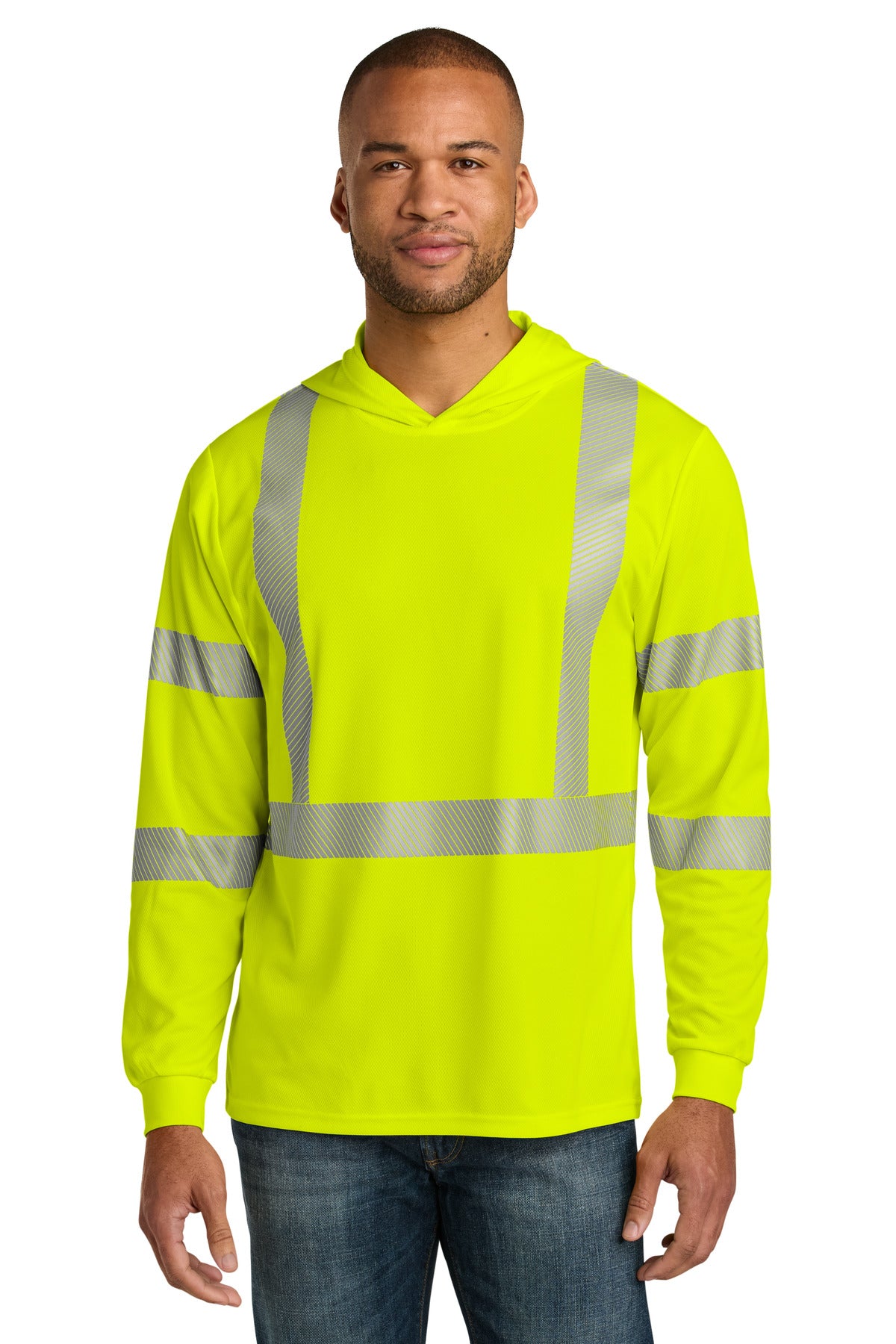 CornerStone® ANSI 107 Class 3 Long Sleeve Segmented Tape Hooded Tee