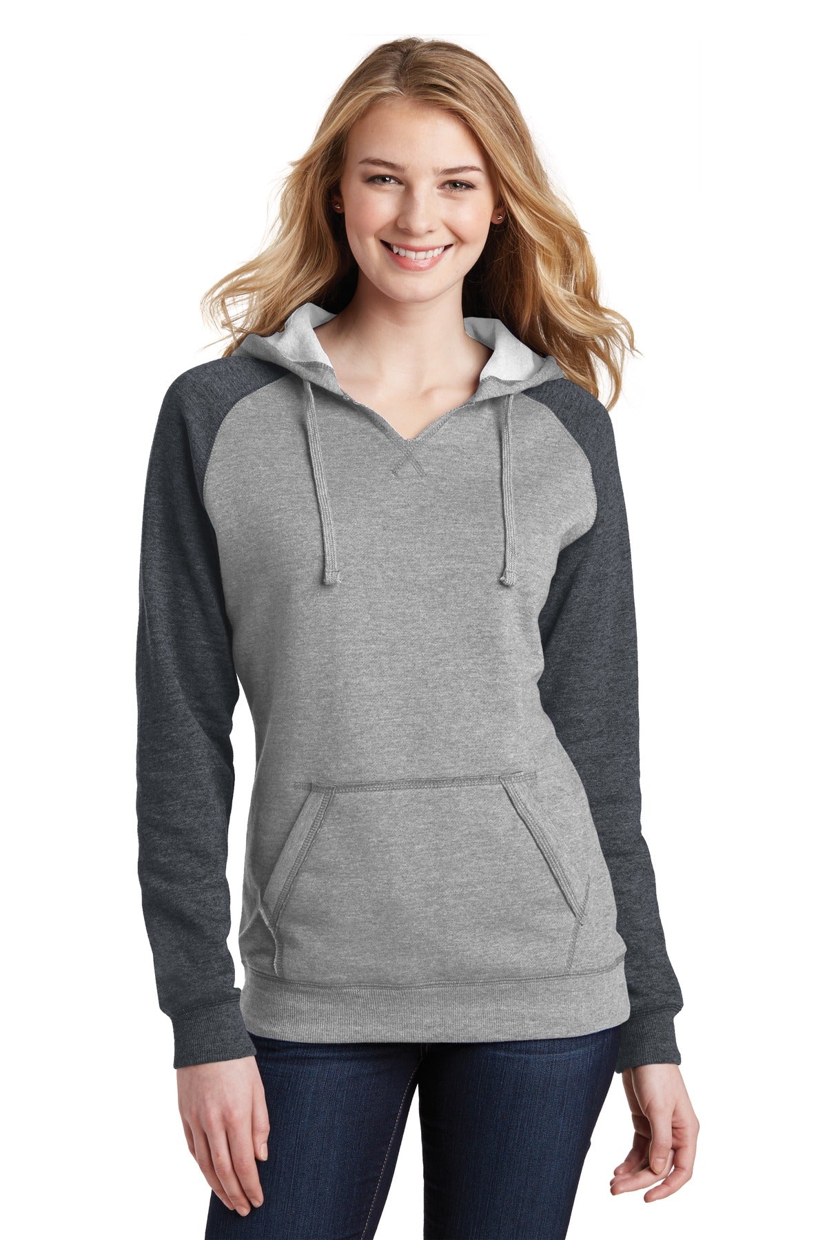 District? Women's Lightweight Fleece Raglan Hoodie. DT