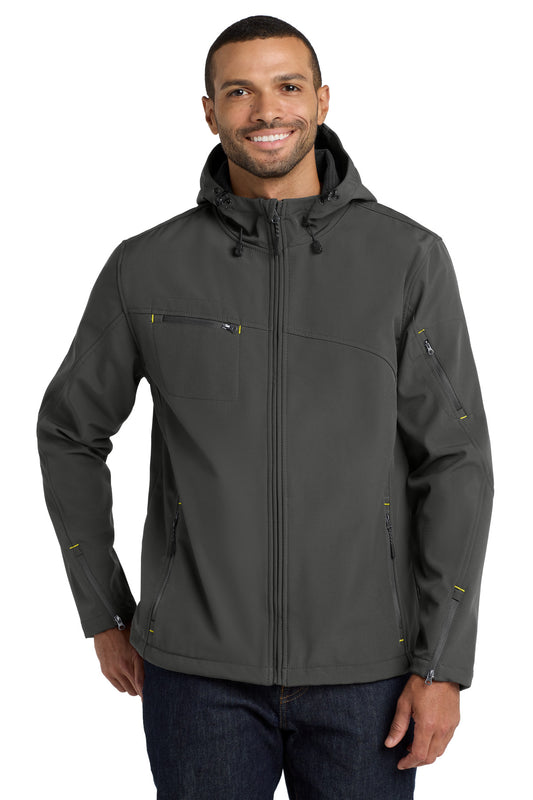 Port Authority® Textured Hooded Soft Shell Jacket