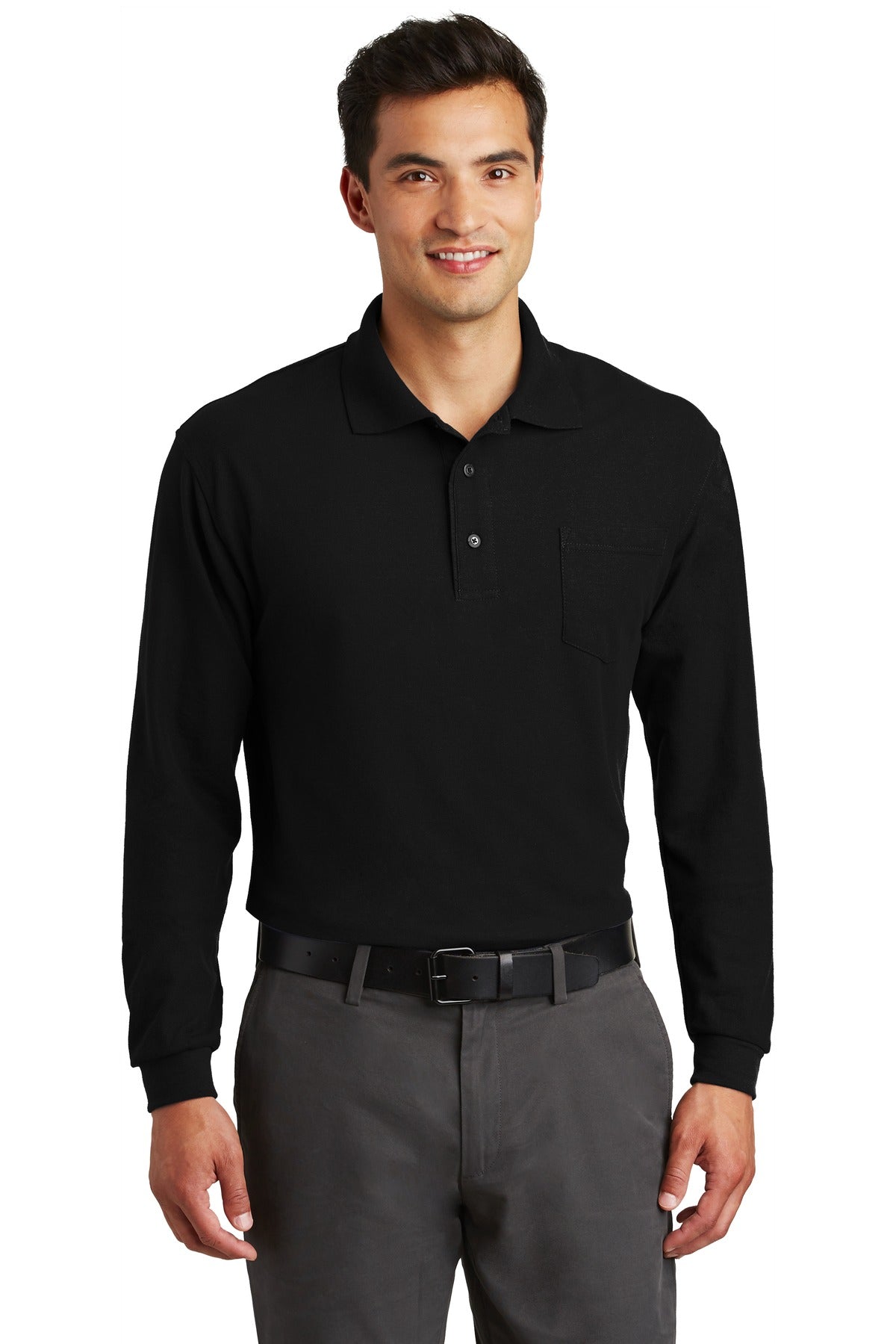 Port Authority? Long Sleeve Silk Touch? Polo with Pocke