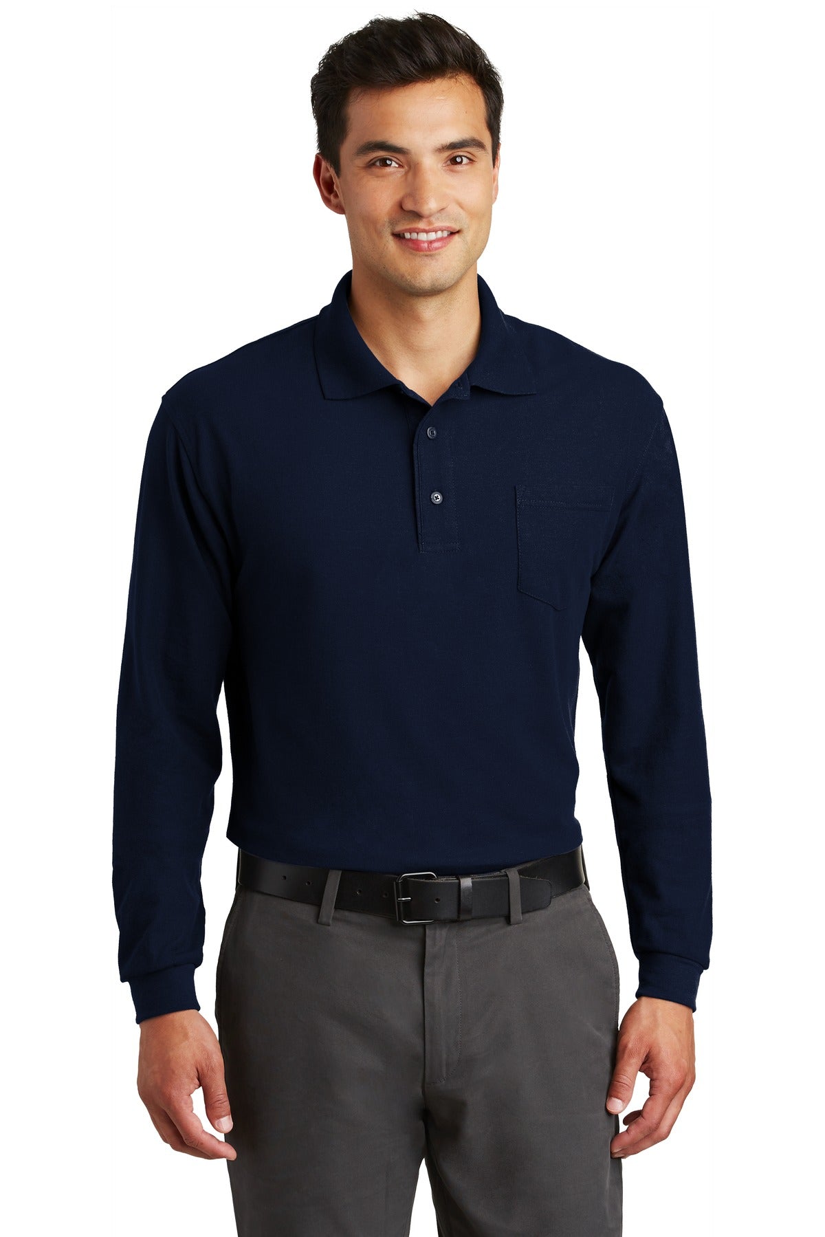Port Authority? Long Sleeve Silk Touch? Polo with Pocke