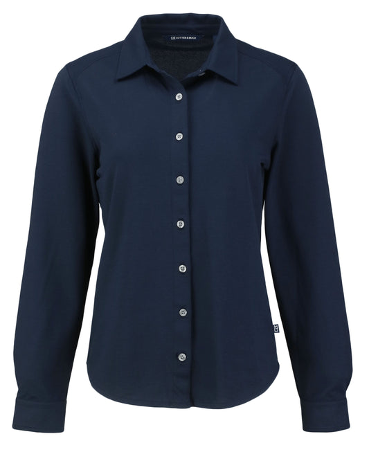 Cutter & Buck Advantage Epic Confidence Recycled Tri-Blend Pique Womens Long Sleeve Button Down Shirt