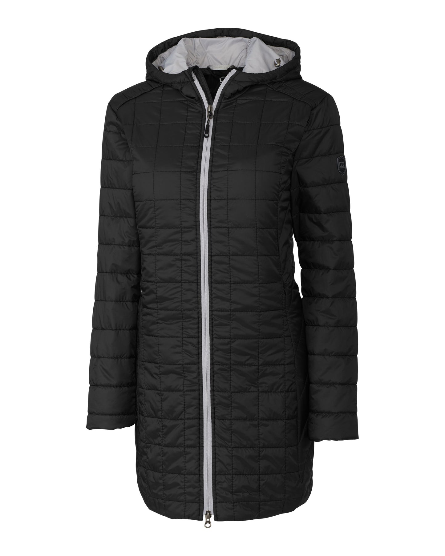 Cutter & Buck Rainier Recycled Insulated Puffer Womens Full Zip Hooded Long Coat