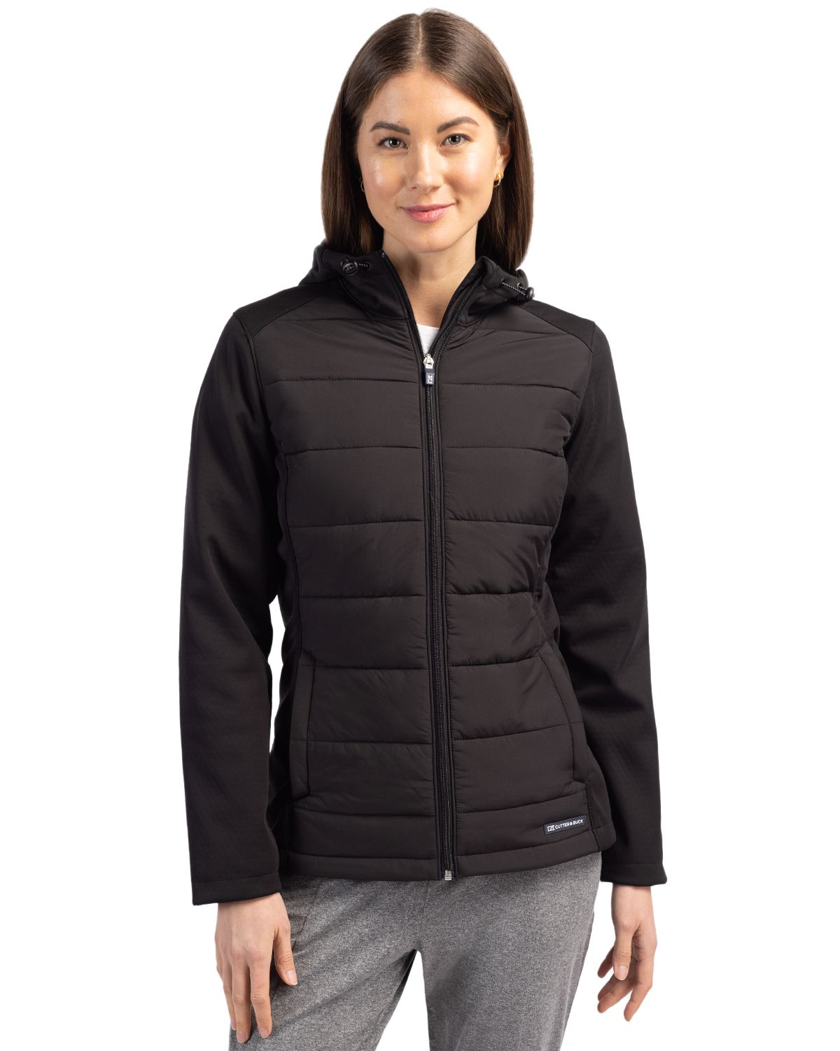 Cutter & Buck Evoke Hybrid Softshell Recycled Full Zip Womens Hooded Jacket - LCO00064