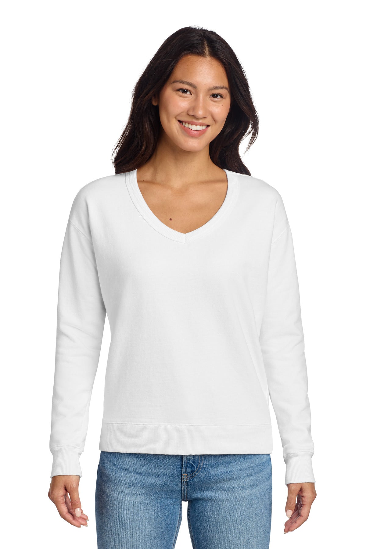 Port & Co™ Women's Beach Wash® Garment-Dyed V-Neck Sweatshirt
