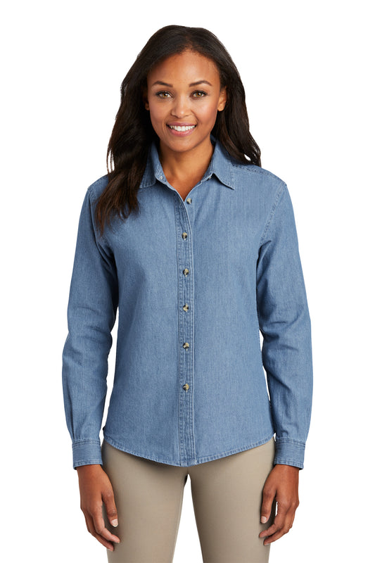 Port & Company? Women's Long Sleeve Value Denim Shirt.