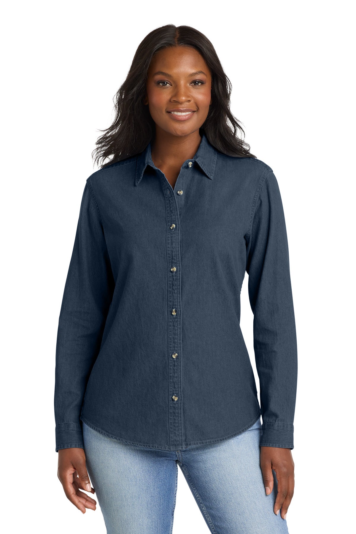 Port & Co™ Women's Long Sleeve Value Denim Shirt