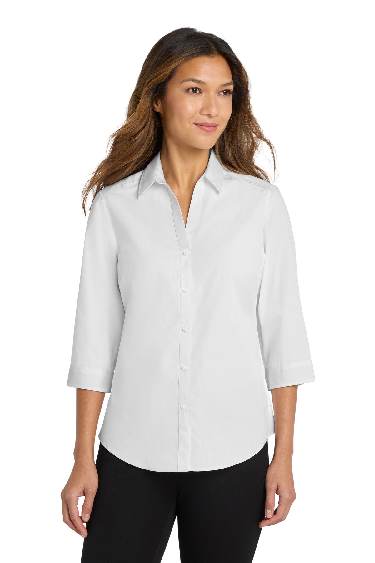 Port Authority® Women's 3/4-Sleeve Carefree Poplin Shirt