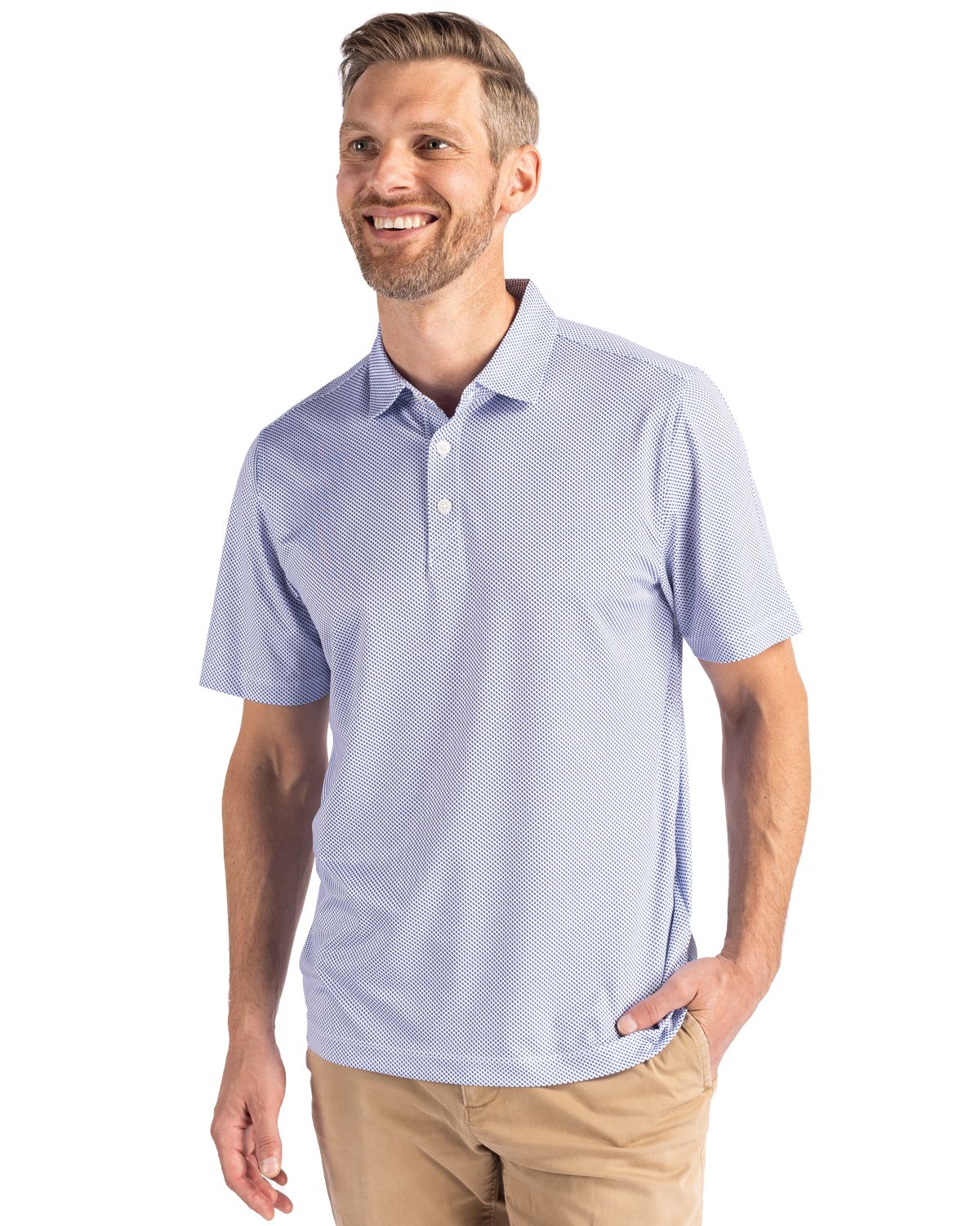 Cutter & Buck Pike Eco Symmetry Print Stretch Recycled Mens Polo - MCK01284