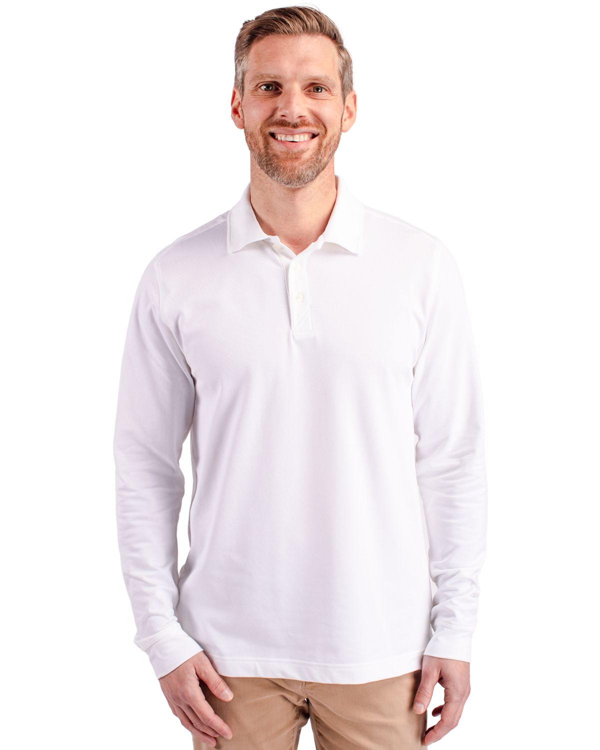 Cutter & Buck Advantage Eco Tri-Blend Pique Mens Long Sleeve Polo - MCK09322