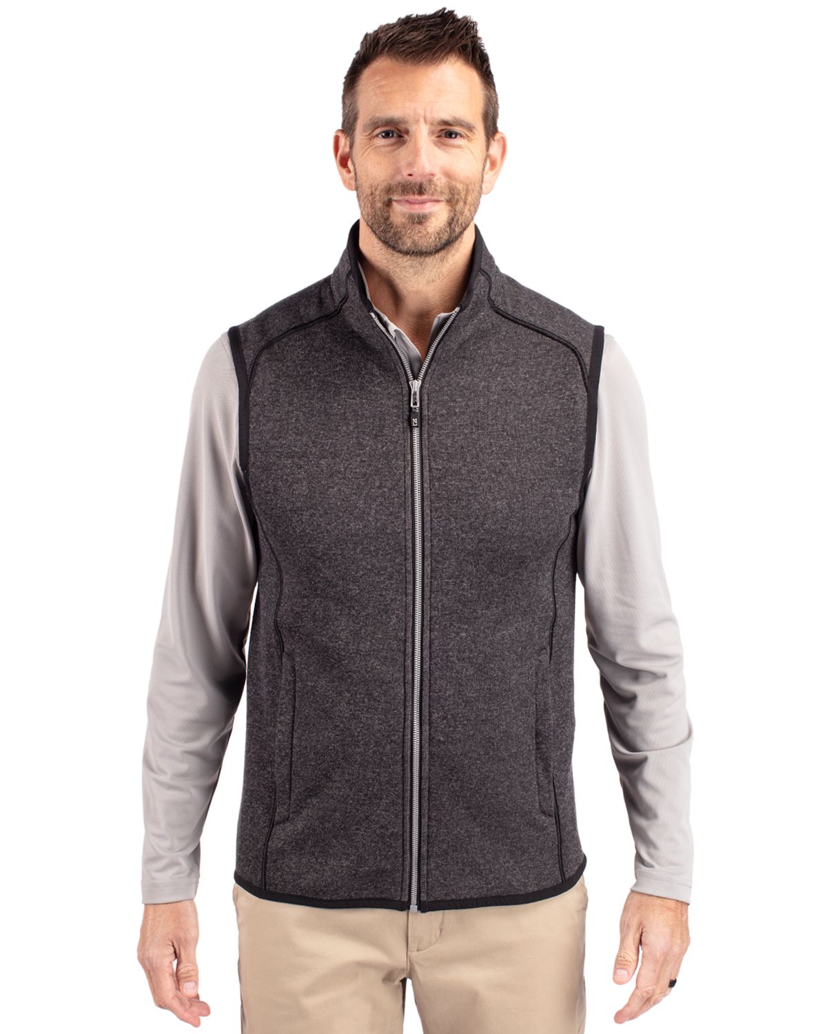 Cutter & Buck Mainsail Sweater-Knit Mens Big and Tall Full Zip Vest Big & Tall - BCO00047