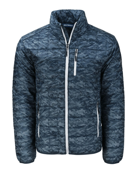 Cutter & Buck Rainier Recycled Insulated Printed Puffer Mens Full Zip Jacket