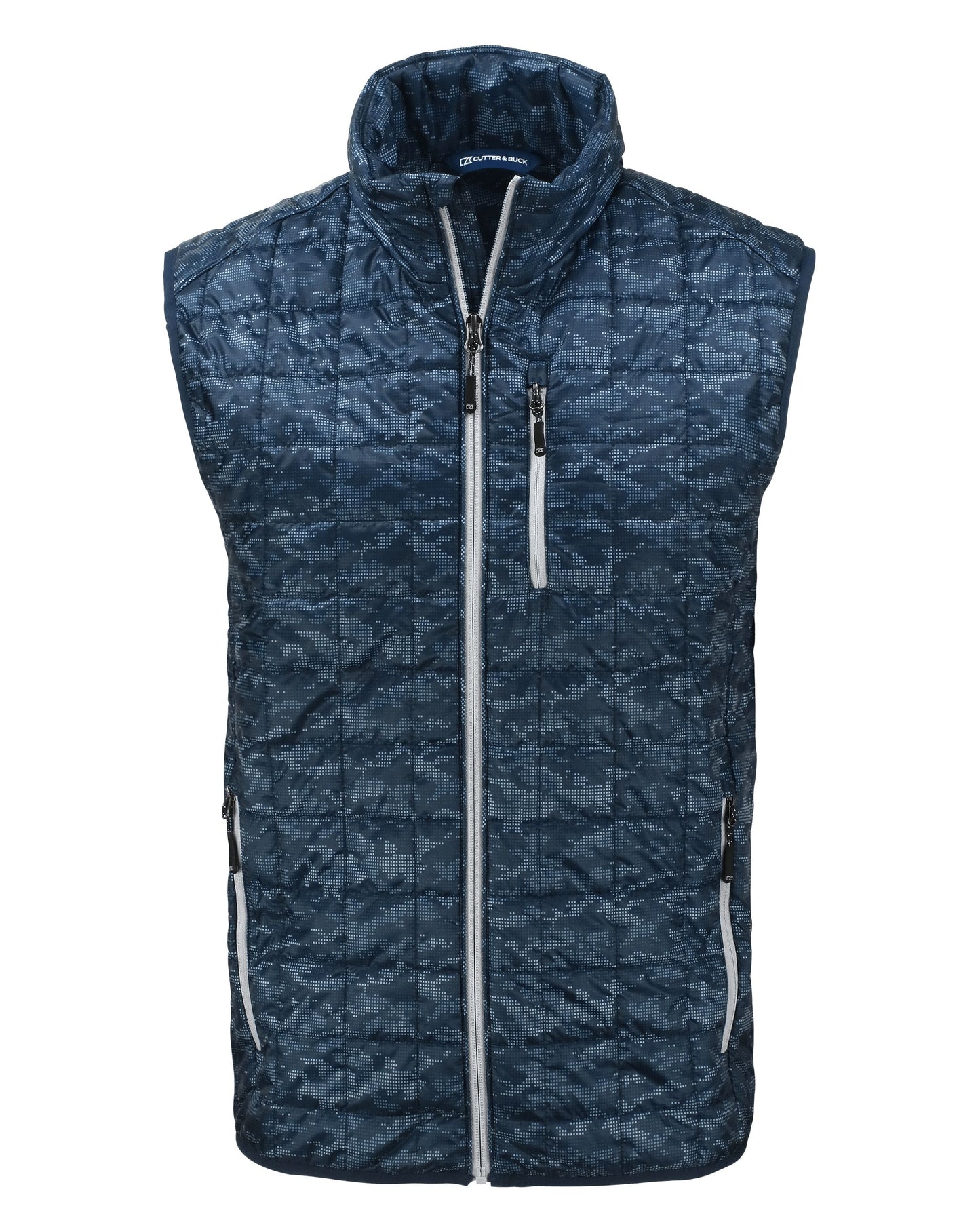 Cutter & Buck Rainier Recycled Insulated Printed Puffer Mens Full Zip Vest