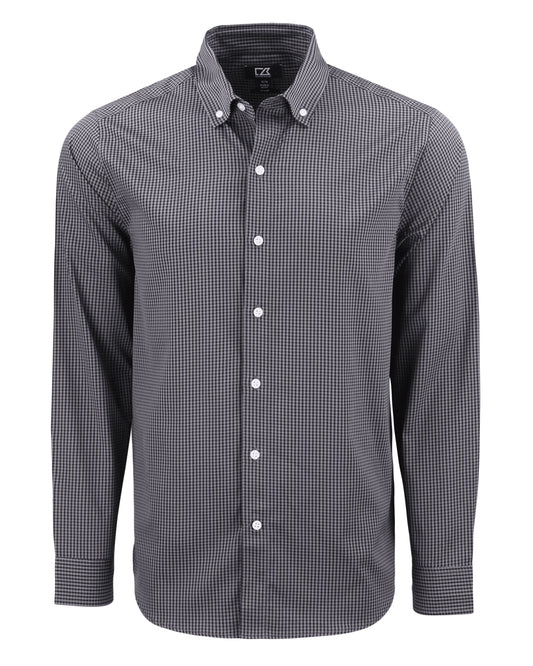 Cutter & Buck Skyline Recycled Gingham Mens Long Sleeve Button Down Dress Shirt