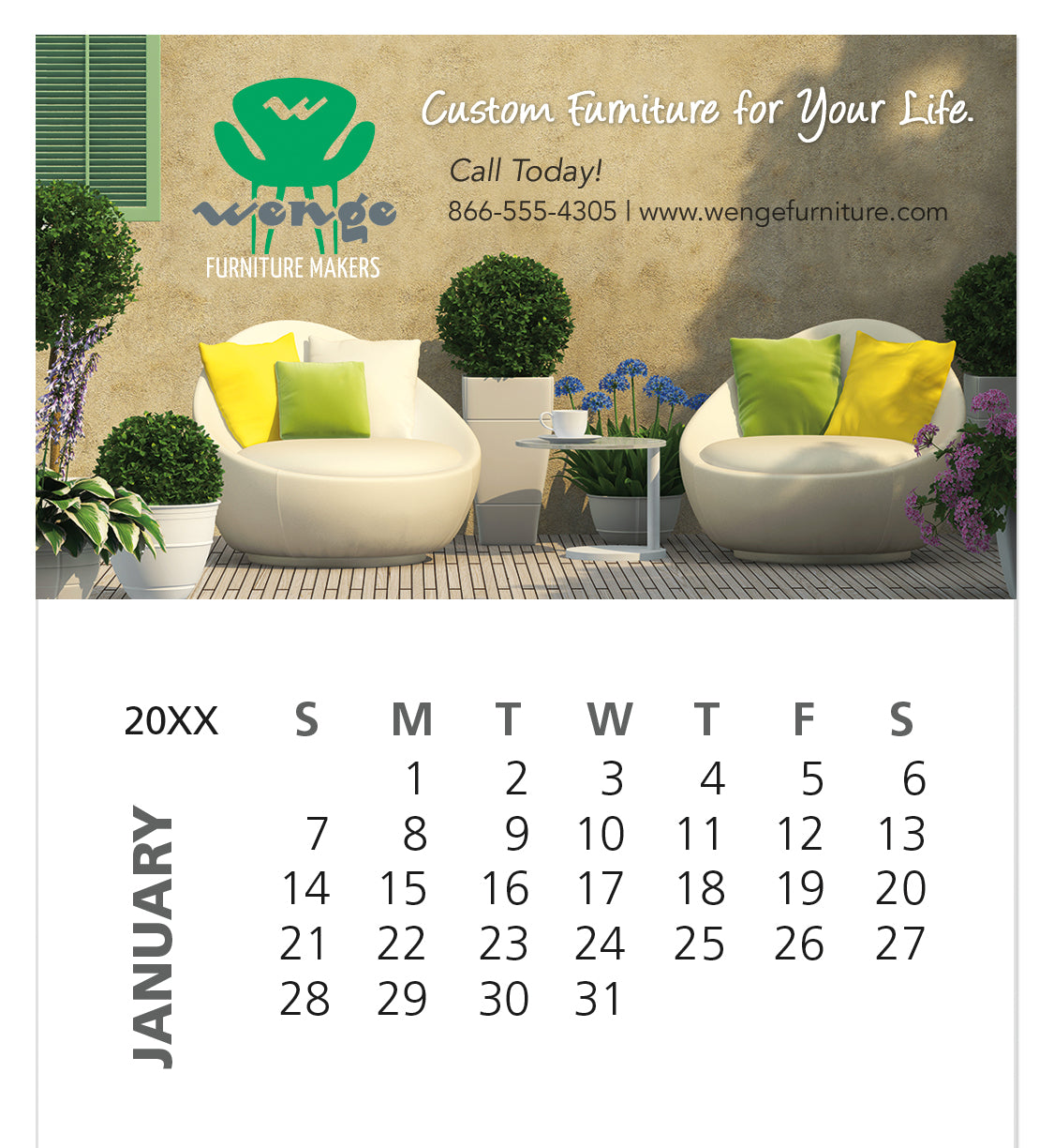 Good Value Business Card Magnet with 12Sheet Calendar-MGBCCL