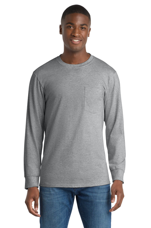 Port & Co™ Long Sleeve Essential Pocket Tee
