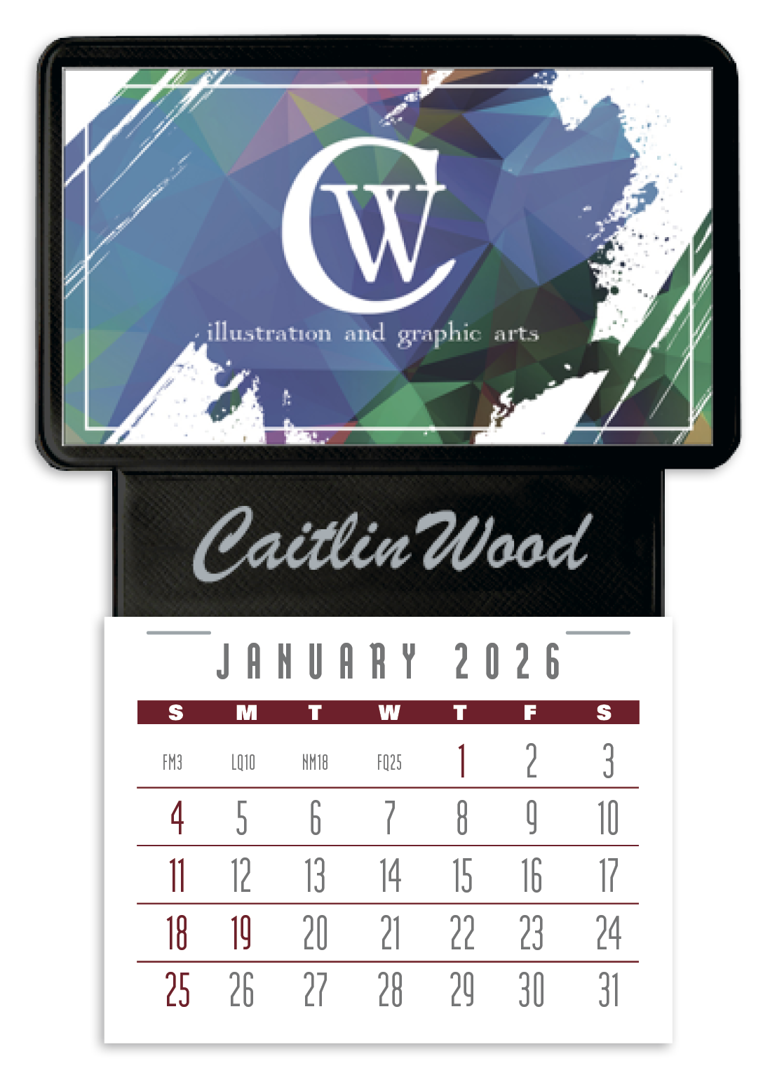 Triumph Calendars PressNStick Business Card Holder With Imprint And Calendar Pad-V7869