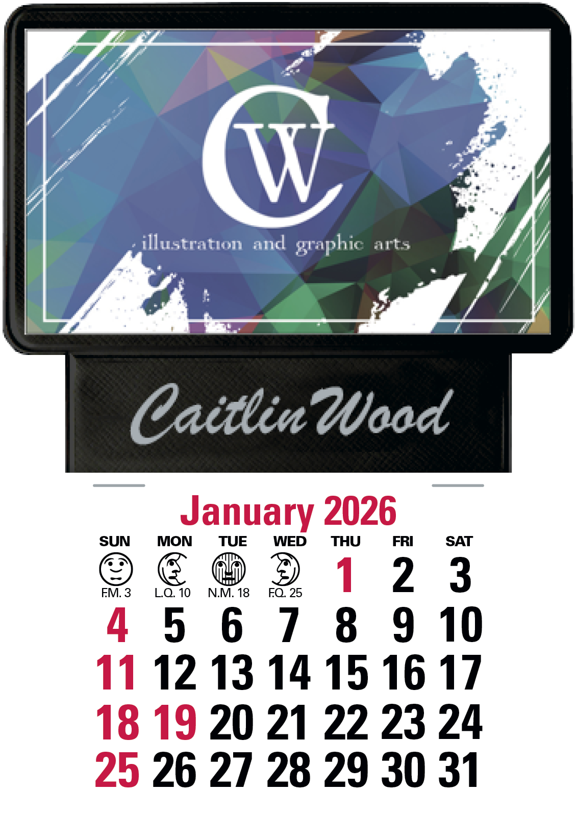 Triumph Calendars PressNStick Business Card Holder With Imprint And Calendar Pad-V7869