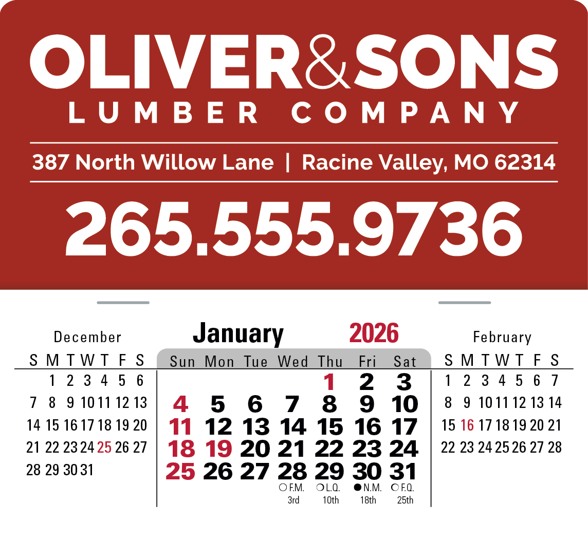 Triumph Calendars PressNStick XL Header with 3Month Horizontal Calendar-V8858