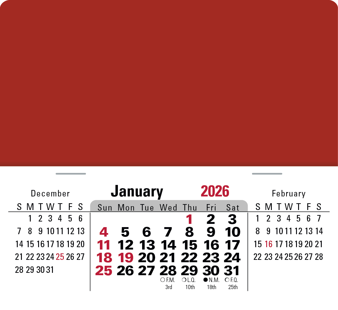 Triumph Calendars PressNStick XL Header with 3Month Horizontal Calendar-V8858