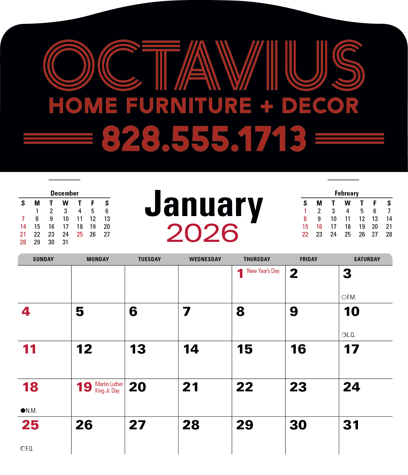 Triumph Calendars PressNStick Jumbo Header with 3Month Calendar-V8860