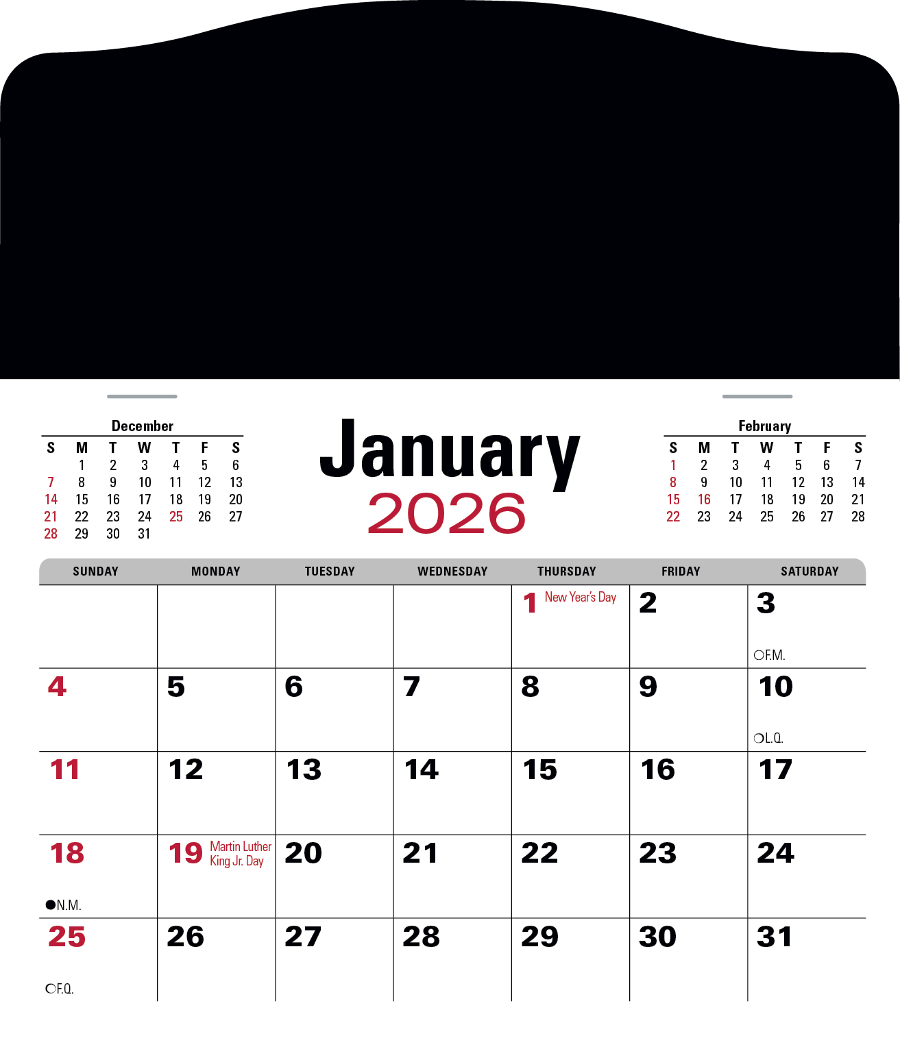 Triumph Calendars PressNStick Jumbo Header with 3Month Calendar-V8860