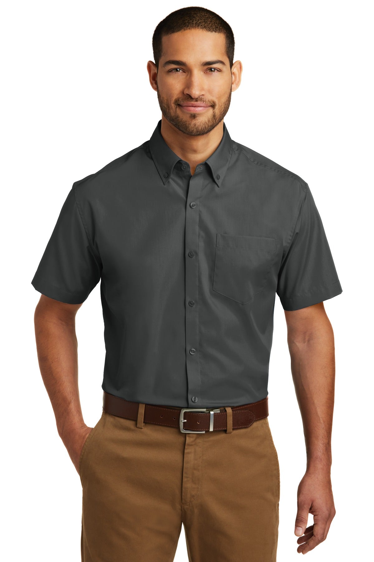 Port Authority? Short Sleeve Carefree Poplin Shirt. W10