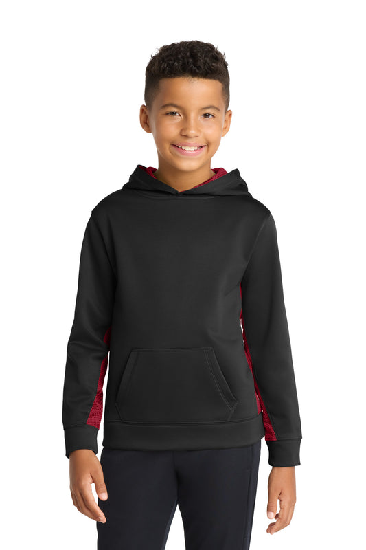 Sport-Tek® Youth Sport-Wick® CamoHex Fleece Colorblock Hooded Pullover