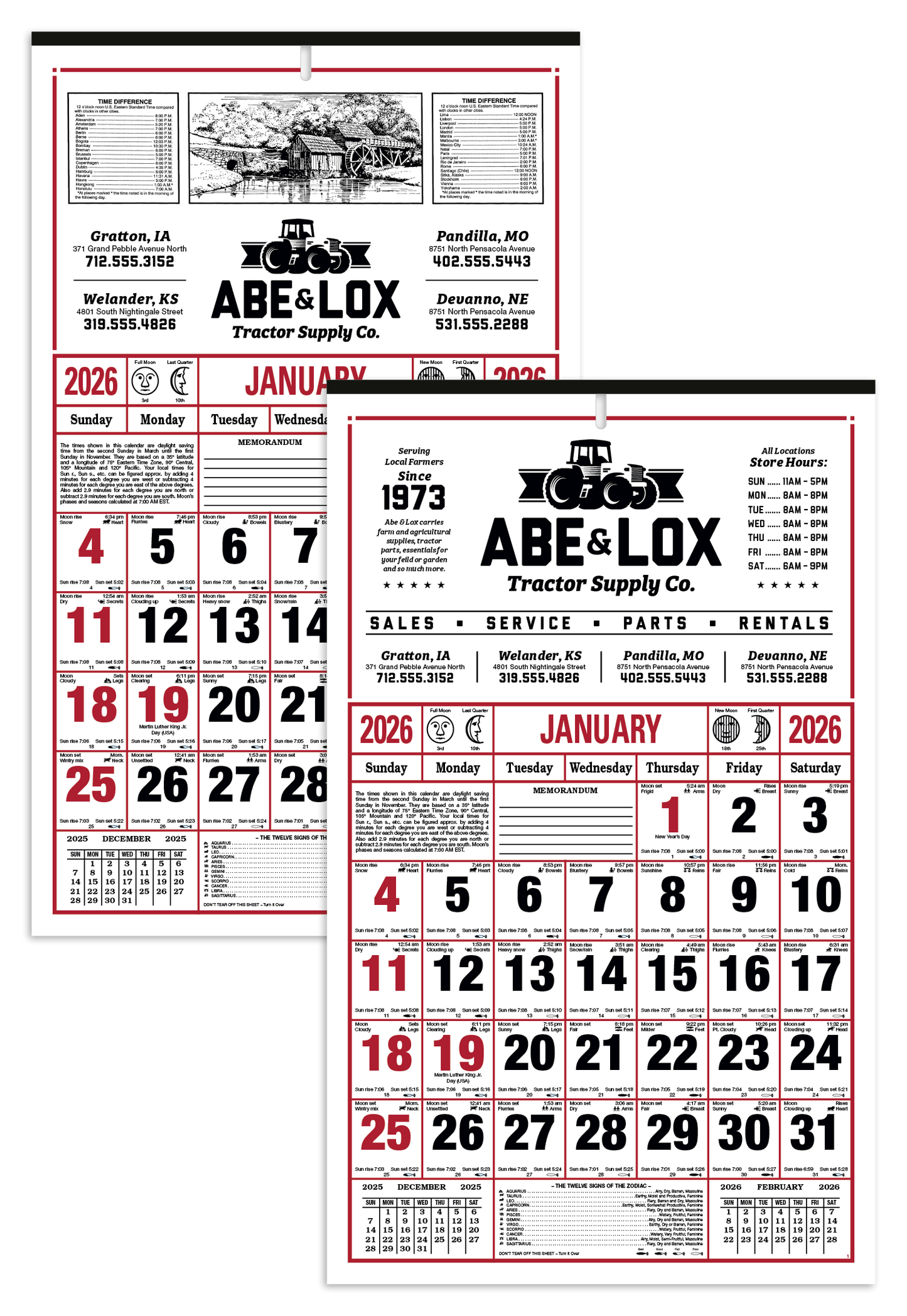 Skinner  Kennedy 8Sheet Almanac Calendar