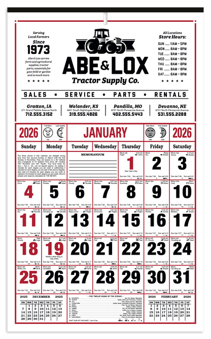 Skinner  Kennedy 8Sheet Almanac Calendar