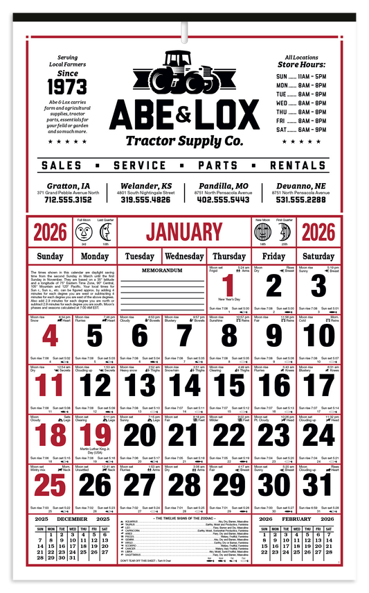 Skinner  Kennedy 8Sheet Almanac Calendar