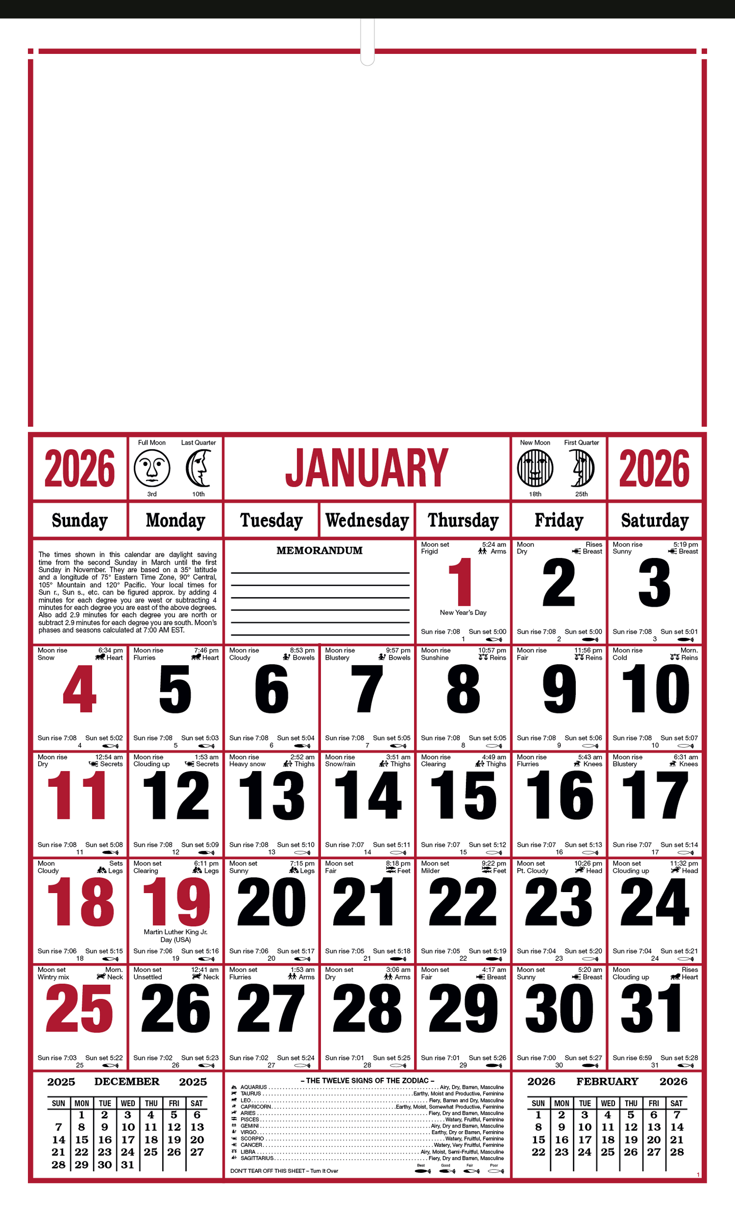 Skinner  Kennedy 8Sheet Almanac Calendar