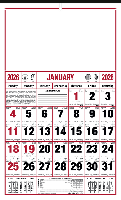 Skinner  Kennedy 8Sheet Almanac Calendar