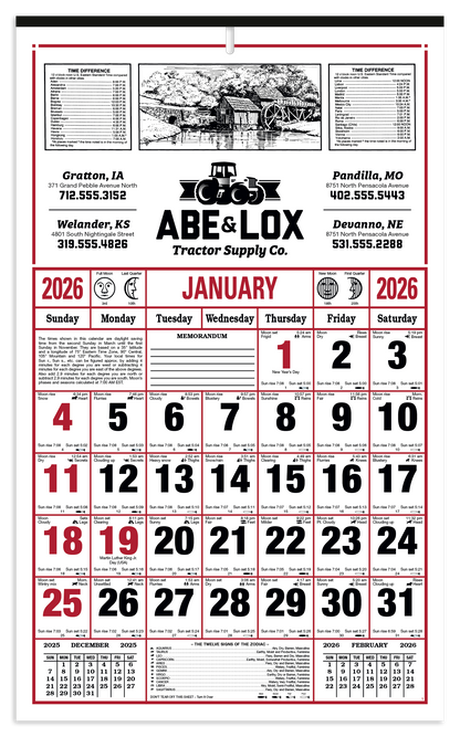 Skinner  Kennedy 8Sheet Almanac Calendar