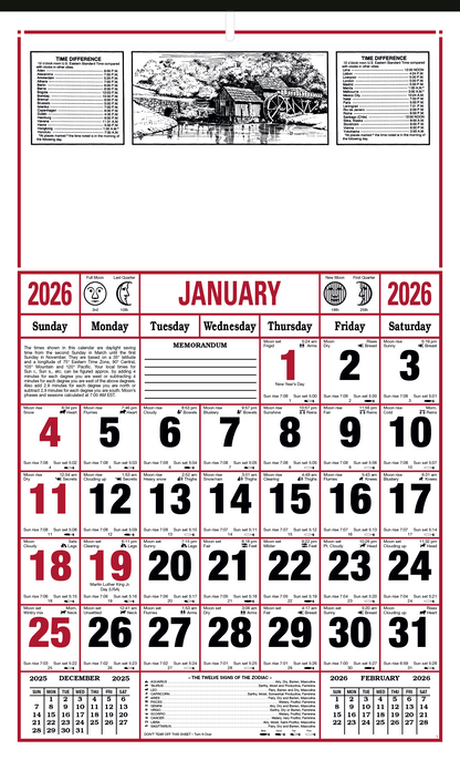 Skinner  Kennedy 8Sheet Almanac Calendar