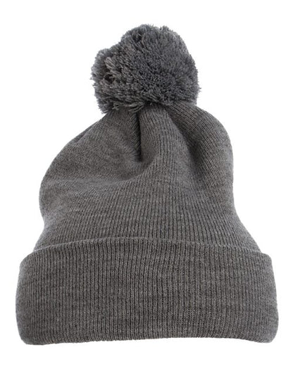 Pom-Pom Cuffed Knit Beanie