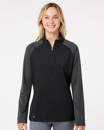 Adidas Women's Stripe Block Quarter-Zip Pullover - A521