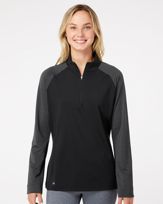 Adidas Women's Stripe Block Quarter-Zip Pullover - A521
