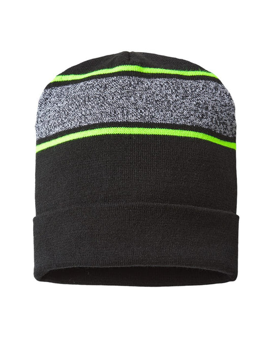 CAP AMERICA USA-Made Variegated Striped Cuffed Beanie - RKV12