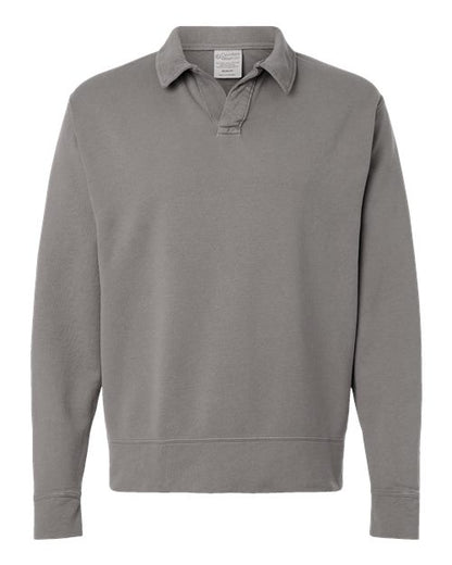 Unisex Garment-Dyed Polo Collar Sweatshirt