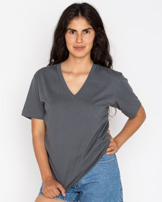 Los Angeles Apparel USA-Made Fine Jersey V-Neck T-Shirt - 24056