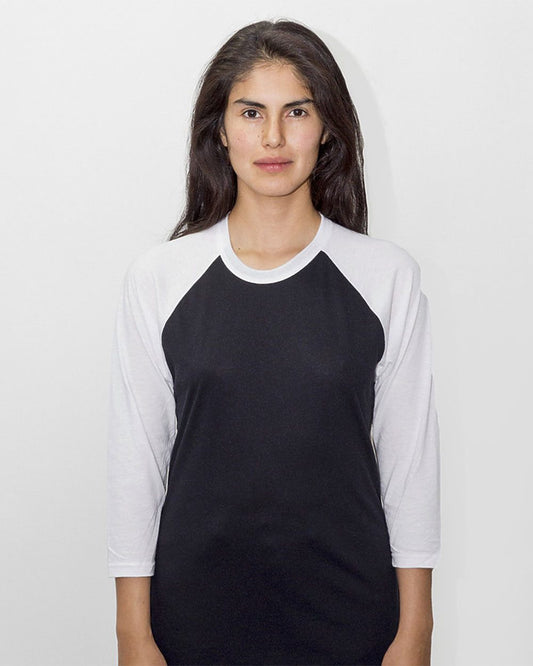 Los Angeles Apparel USA-Made Three Quarter Sleeve Raglan Baseball T-Shirt - FF53