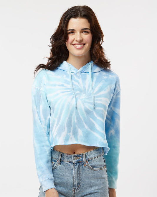 Colortone Women's Tie-Dyed Crop Hooded Sweatshirt - 8333