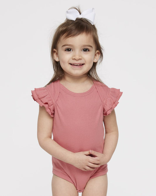 Rabbit Skins Infant Flutter Sleeve Baby Rib Bodysuit - 4439