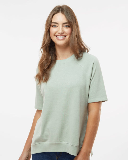 MV Sport Women's French Terry Short Sleeve Crewneck Pullover - W23711