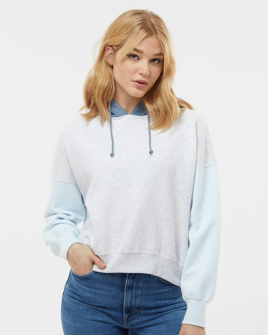 MV Sport Women's Sueded Fleece Colorblocked Crop Hooded Sweatshirt - W23716