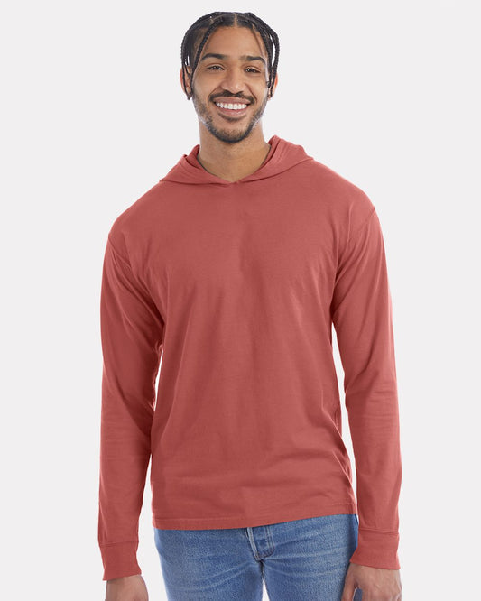 ComfortWash by Hanes Garment-Dyed Jersey Hooded Long Sleeve T-Shirt - GDH280