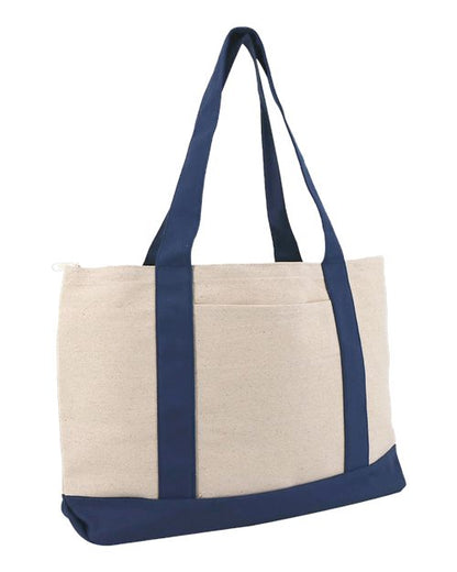 Large Zippered Cotton Canvas Tote